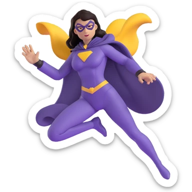 female superhero in a soft purple and black suit, magic swirling from hand sticker