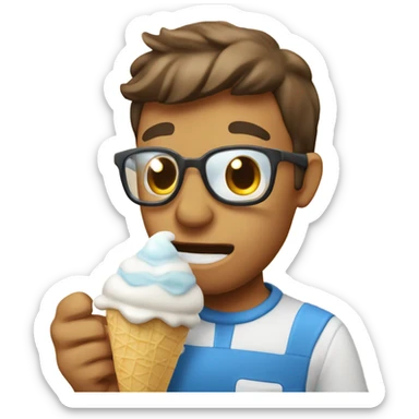 hombre calvo comiendo helado sticker
