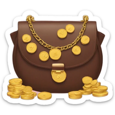purse with gold coins and flowers sticker