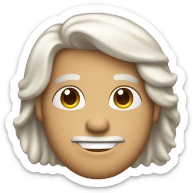 hace a un chico con pelo blanco, de piel color blanca, sonriendo con un traje puesto sticker