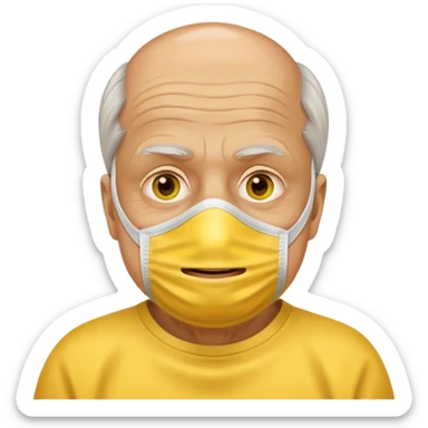 old man with beauty face pack give me a yellow face mask on his face  sticker