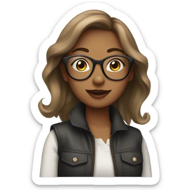 stylish girl with glasses sticker