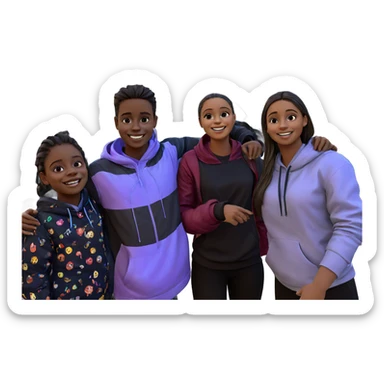 smiling girl with boys outdoors sticker