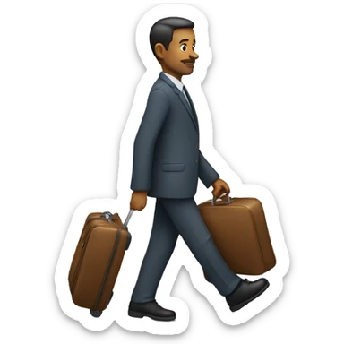 a man walking with suitcase sticker