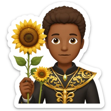black man with sunflower, scepter sticker