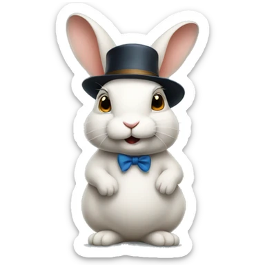 profile rabbit stands on two legs with a hat two ears sticker