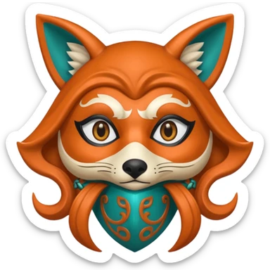 Squid Game Season 2 inspired character, masked gamekeeper with ornate fox mask, mysterious expression, emoji style, only head sticker