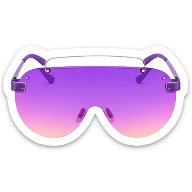 gradient pink to purple frameless visor sunglasses, Y2K aesthetic, single lens design sticker