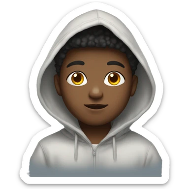 Kid wearing an oversized hoodie sticker