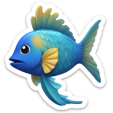 Pescado de color azul con alas de ángel y cernos de venado sticker