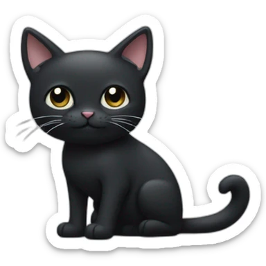 Black cat with white moustache and white chest sticker