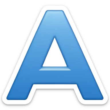 The image is a blue icon with the letter "A" in the center. The letter is in a bold, sans-serif font and is slightly tilted to the right. Below the letter, there is a smaller text that reads "10.9". The background is white and the icon is simple and minimalistic. sticker