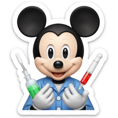 Mickey mouse injecting drugs sticker