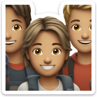 smiling girl with boys sticker