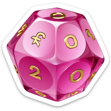  crystal gemstone d20 dice gold pink sticker