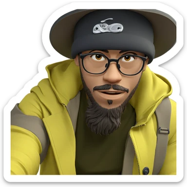 bearded boy in stylish hat sticker