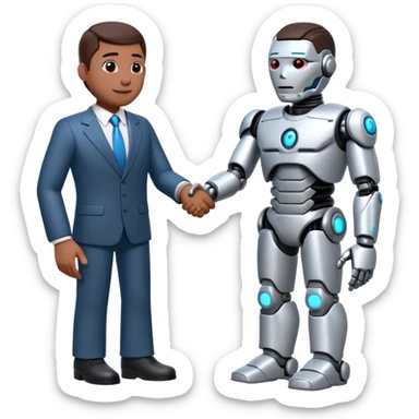 cyborg doing a handshake with business man sticker