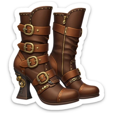 Ultra realistic Steampunk style, Women's booties sticker