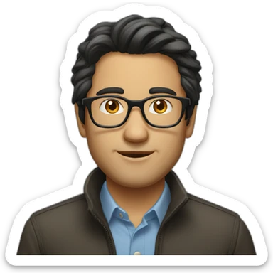 dark hair glasses technical expert vc investor casual medium length hair sticker