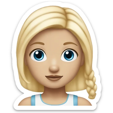 American girl with blue eyes, blonde hair and a little chubby ￼ sticker