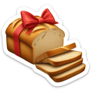 Bread with red bow and letter m sticker