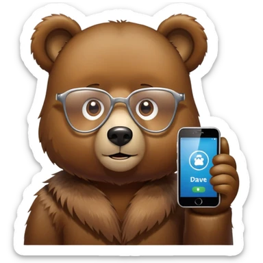Dave bear with glass banking app sticker