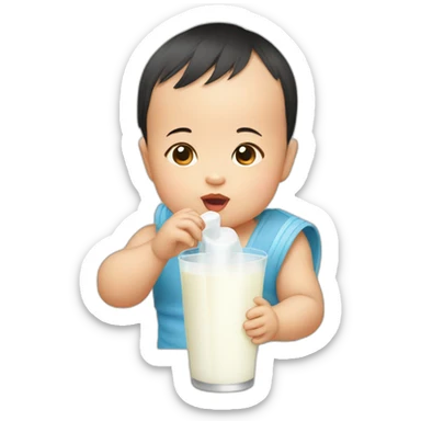 Asian Baby drinking milk sticker