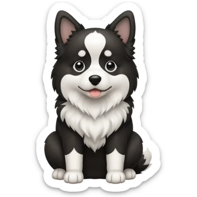 A dog with black and white colors in a sitting position sticker