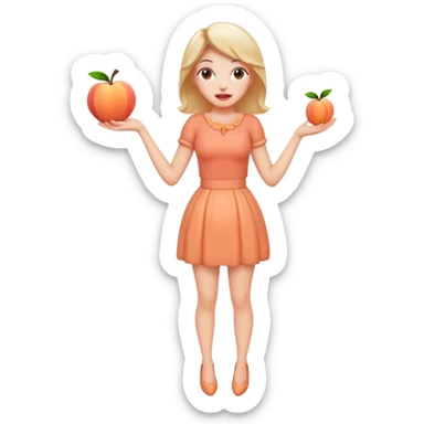 Excited pursed lip full body emoji with peach instead of waist sticker