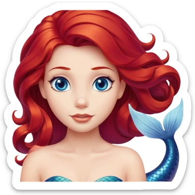 Ariel mermaid with red hair sticker