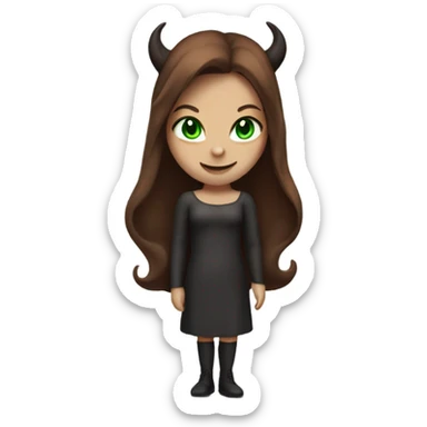 devil girl with brown hair and green eyes sticker