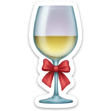 A wine glass with a bow on the stem of the glass sticker