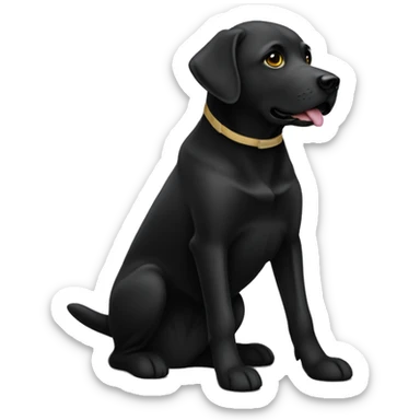 Labrador-noir-prier avec une bande blanch qui dessent par son coup sticker