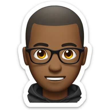 Black man with Buzz cut hairstyles and glasses with angry face sticker