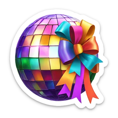 Disco ball with bow sticker