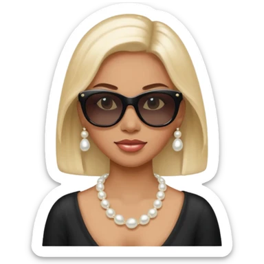 Mujer con collar de perlas y gafas oscuras  sticker