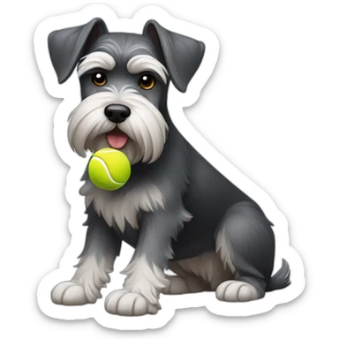 Full body schnauzer tennis ball in mouth sticker
