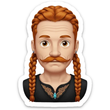 thick very dark ginger braids man old very tattoed with the whitest mustache ever sticker