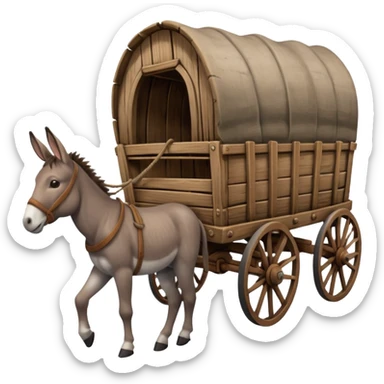 donkey with a big farm wagon, wagon is the main focus sticker