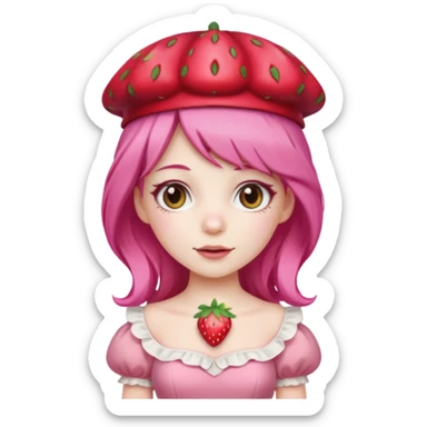 Strawberry princess pink hair pale strawberry hat and dress sticker