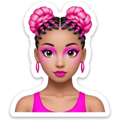 "A dancer in a black and neon pink outfit with a beautifully braided bun." sticker