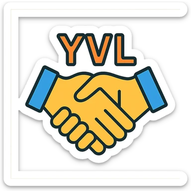a small, aesthetic handshake with the letters YVL subtly incorporated, minimal and elegant sticker