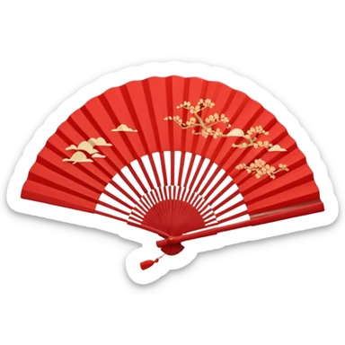 red paper hand fan sticker
