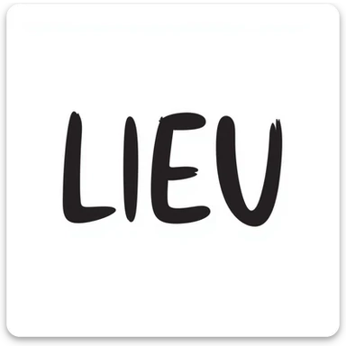 The word "LIEU" in a handwritten style sticker