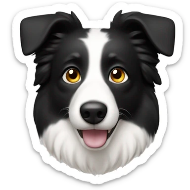 a 3D tiny little cute boarder collie with only black and white sticker