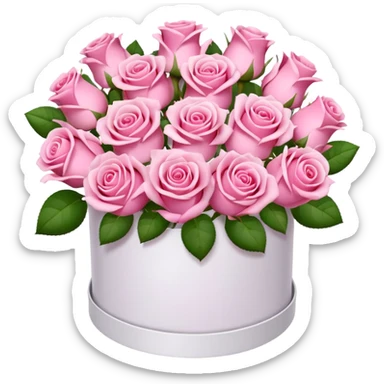 bouquet of pink 30 roses in a white box sticker
