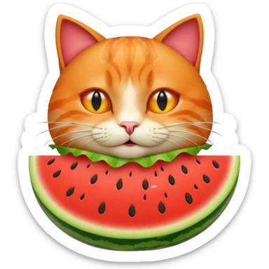 burger cat eating a watermelon sticker