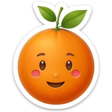 Hermès-style orange fruit, basic round shape, minimal, cute emoji style sticker