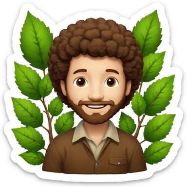 Bob Ross and Happy Little trees sticker