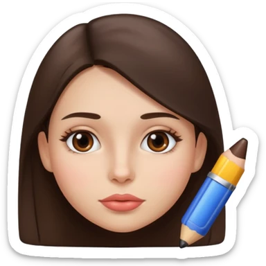 “Girl with straight brunette hair and a mole next to her lip. sticker